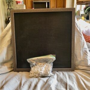 Wood Frame Black Letter Board with White Letter Set 14x14